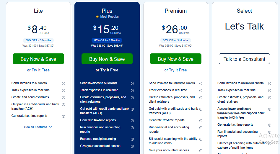 freshbooks pricing
