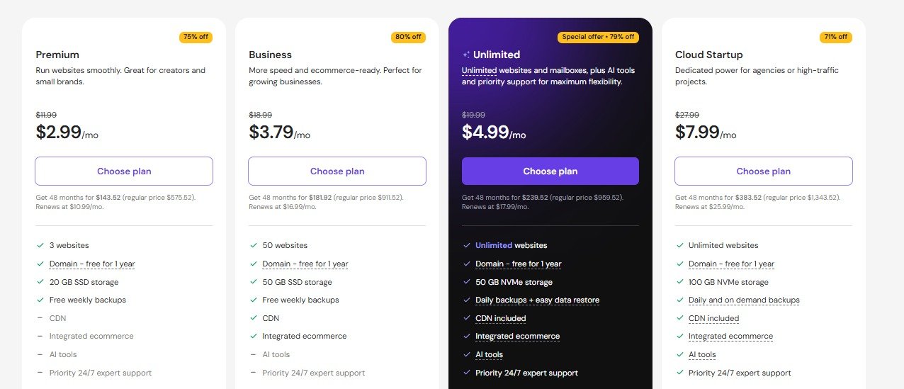 Hostinger pricing plans and discounts for 2026