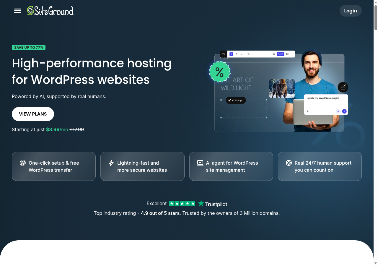 SiteGround Homepage 2026 - WordPress Hosting