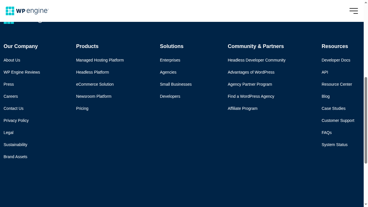 WP Engine enterprise solutions 2026 showing scalable hosting for large organizations