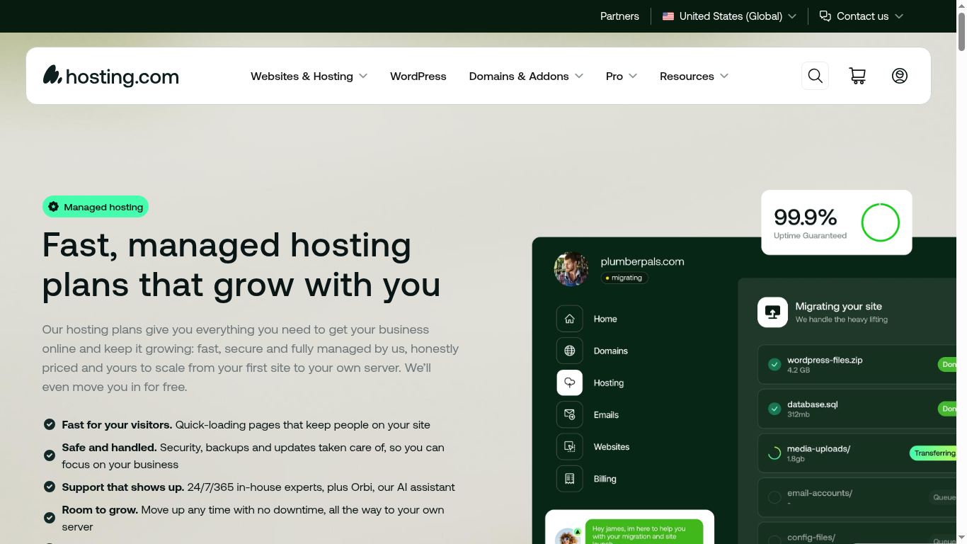 A2 Hosting pricing plans screenshot showing hosting.com shared hosting plans with LiteSpeed and NVMe