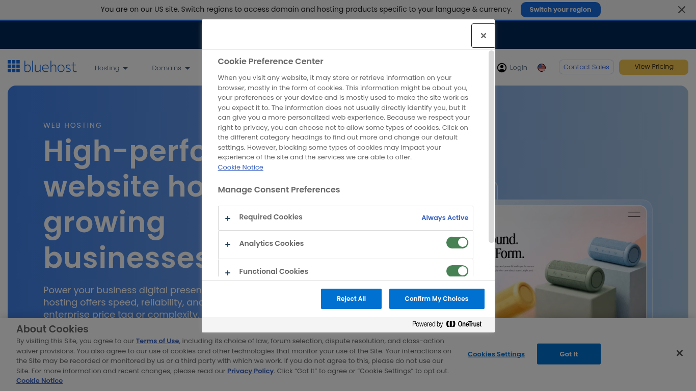 Bluehost shared hosting plans screenshot showing Basic Choice Plus and Pro pricing