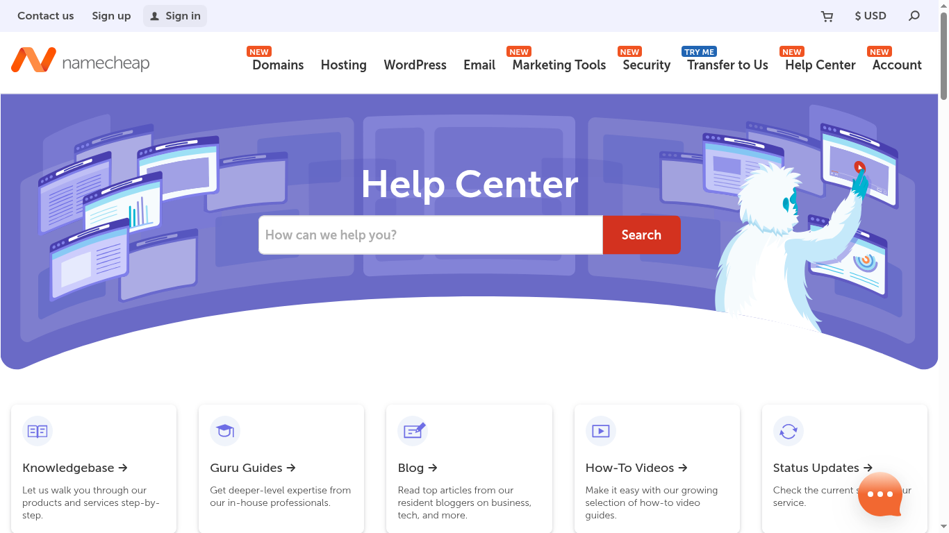 Namecheap help center and knowledge base