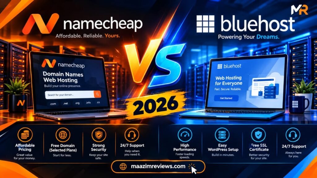 Namecheap vs Bluehost 2026 hosting comparison